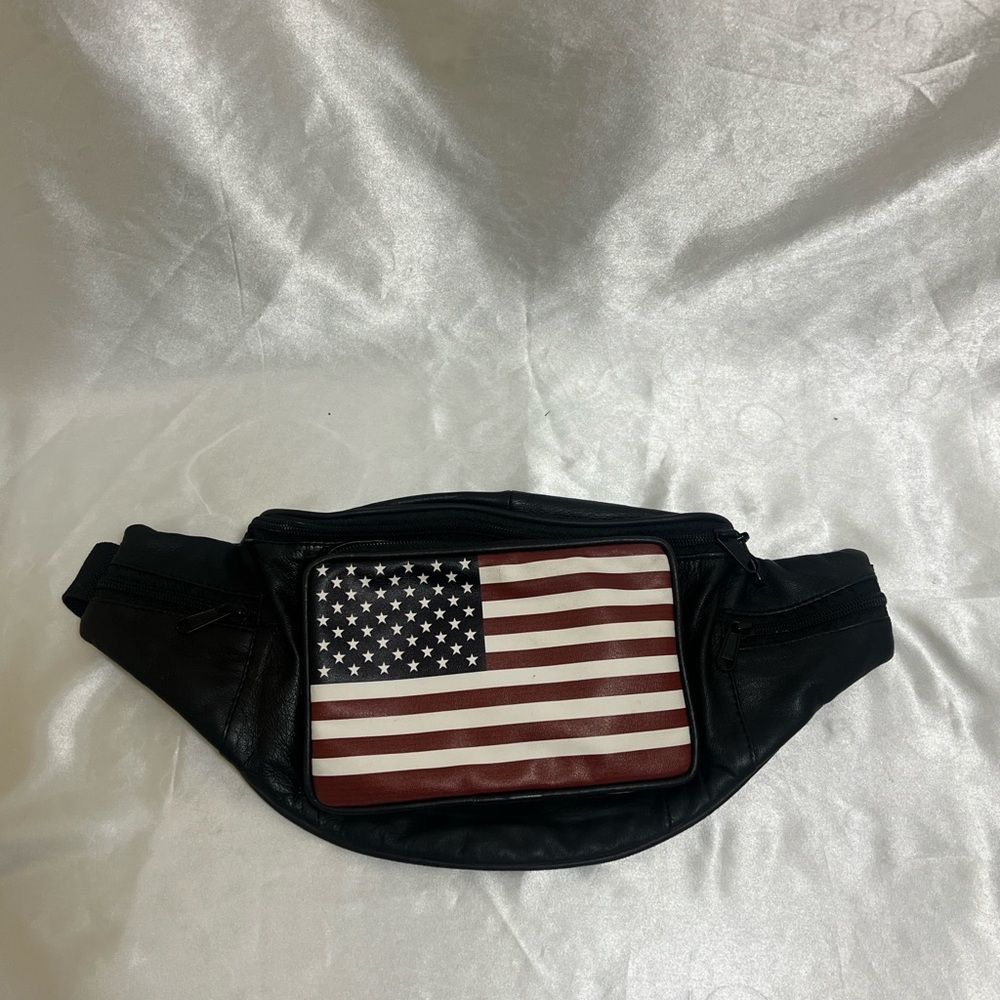 Patriotic Black Leather Belt Bag
